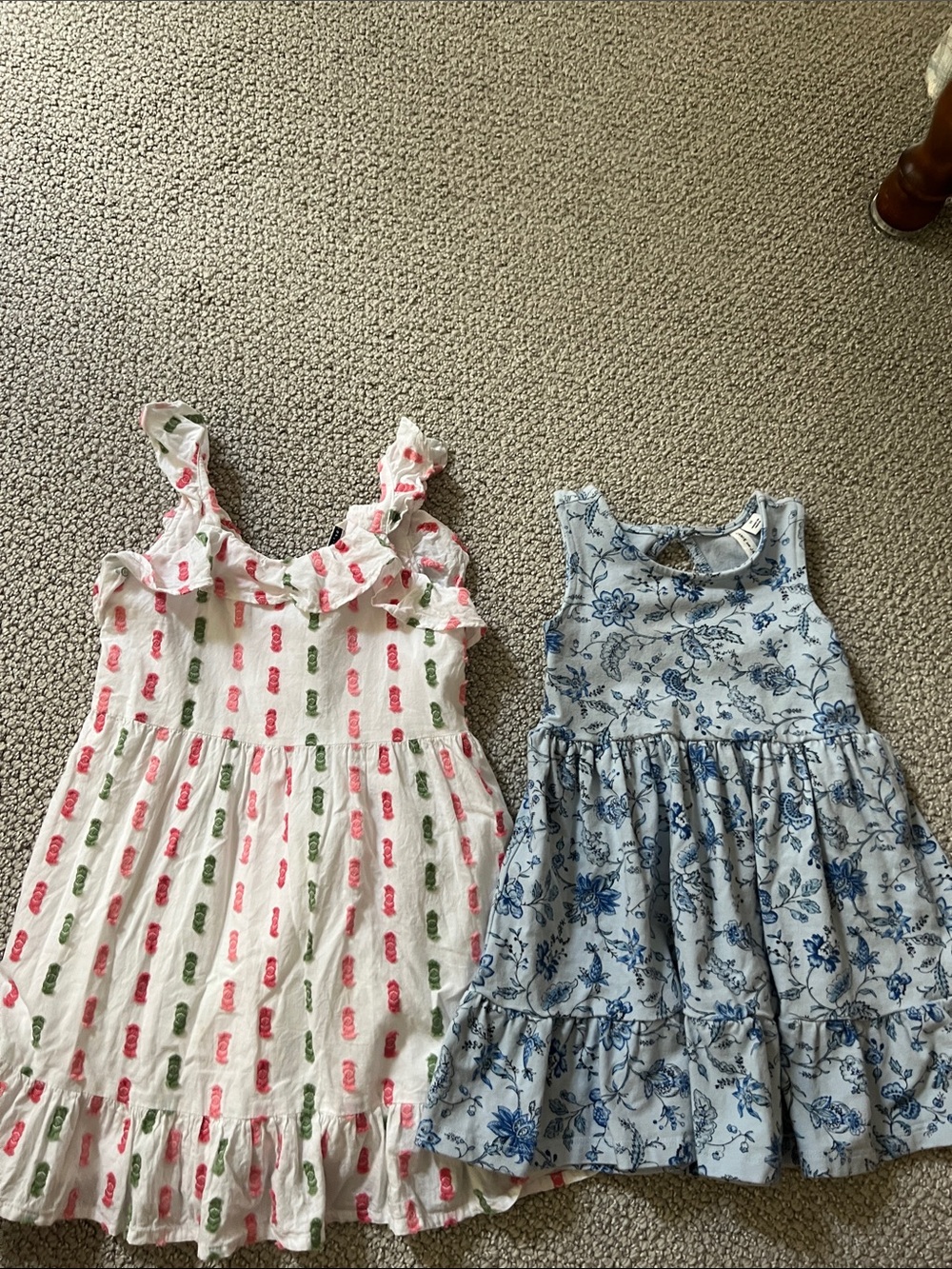 Janie and Jack Ruffle Dress with Pink & Green Print and Blue Floral Dress